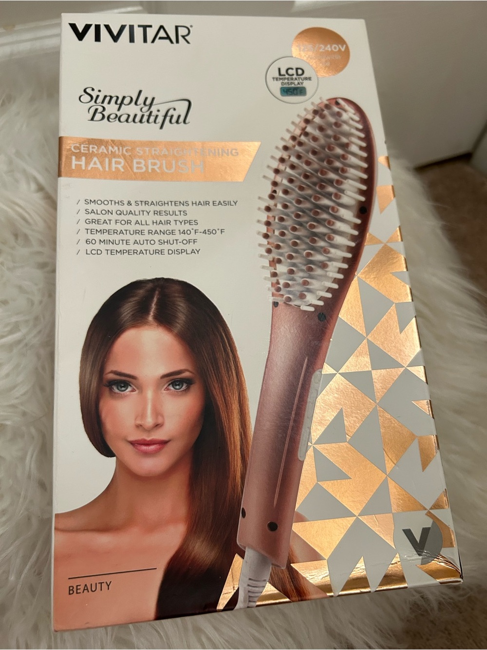 Vivitar Simply Beautiful Ceramic Straightening Hair Brush — Rose Gold
